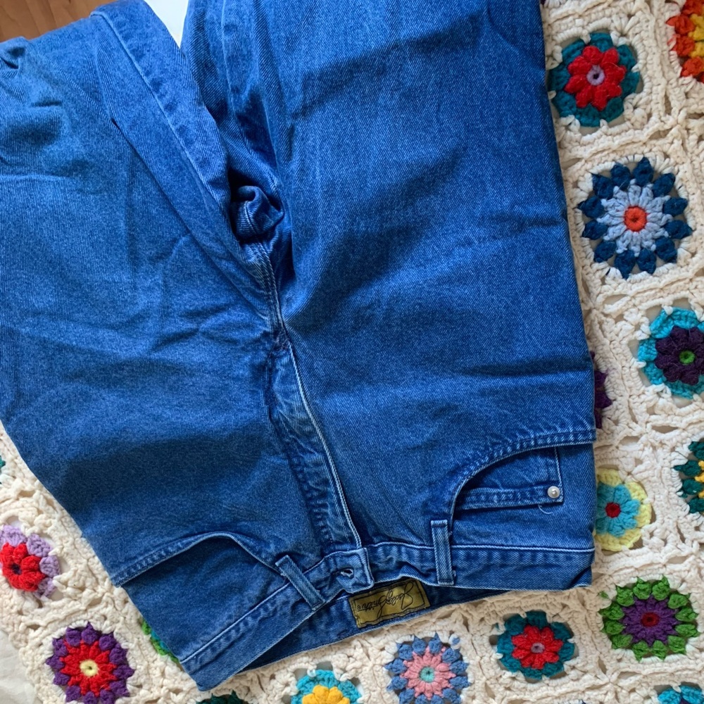 High waisted BRIGHT blue jeans